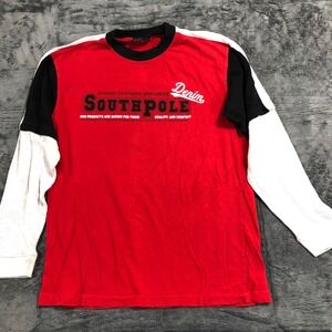 Southpole Shirt Boys L 16-18 Red Black White Good Y2K Colorblock Long Sleeve